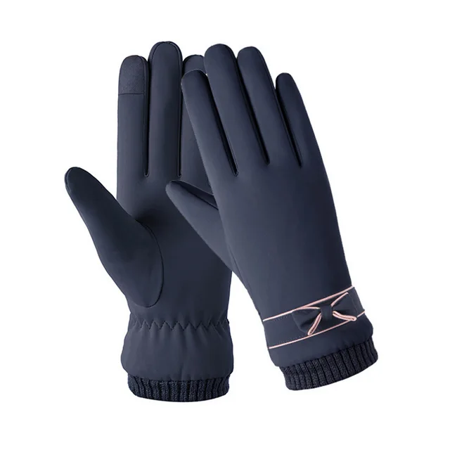 Winter gloves female skin feel Navy Blue - Shop at LoveMi