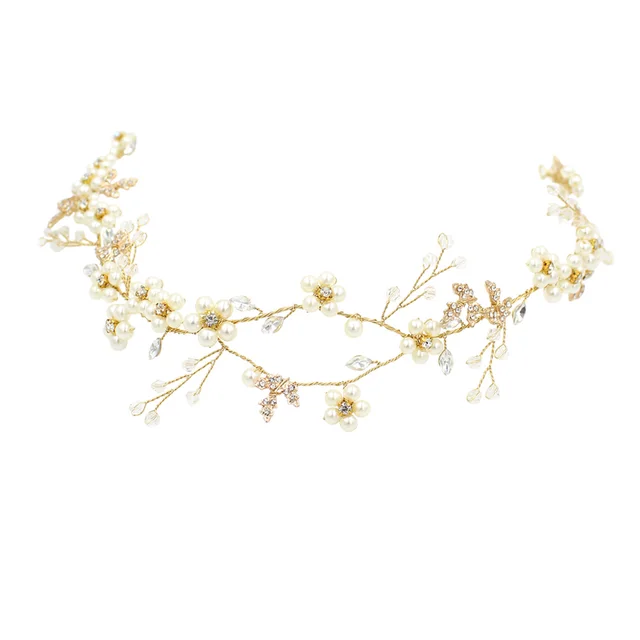 Pearl Flower Wedding Headband Accessories Gold - Shop at LoveMi