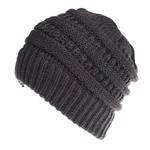 Mixed Color Knitted Wool Hat Ladies Non-labeled Ponytail Hat - Grey