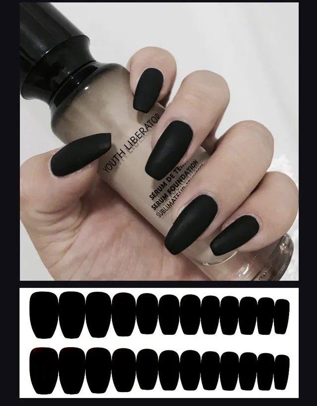 Frosted ballet fake nails Black - Shop at LoveMi