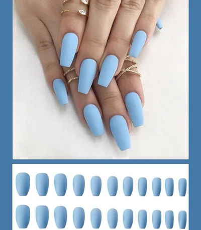 Frosted ballet fake nails Light Blue - Shop at LoveMi