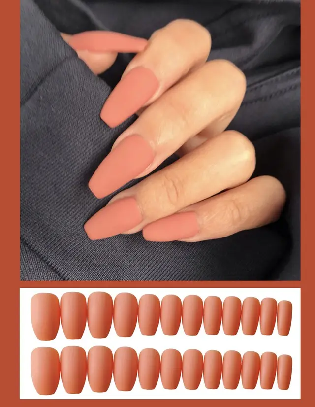 Frosted ballet fake nails Orange - Shop at LoveMi