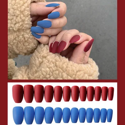 Frosted ballet fake nails Red Blue - Shop at LoveMi