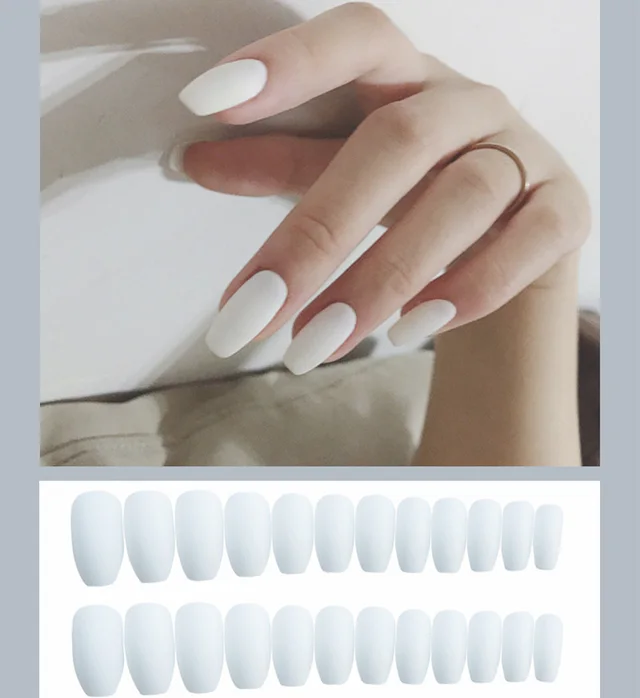 Frosted ballet fake nails White - Shop at LoveMi