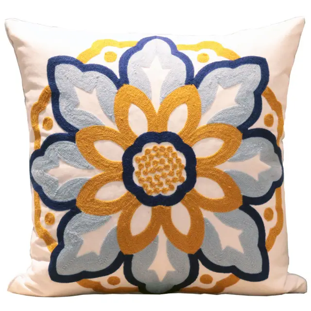 Embroidered Flower Nordic Fabric Sofa Cushion Cover 1Style - Shop at LoveMi