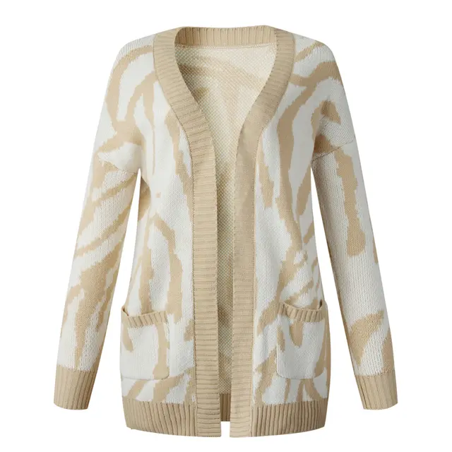 Medium length cardigan sweater coat Khaki - Shop at LoveMi