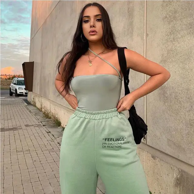 High Waisted Print Pocket For Slim Legged Pants Green - Shop at LoveMi