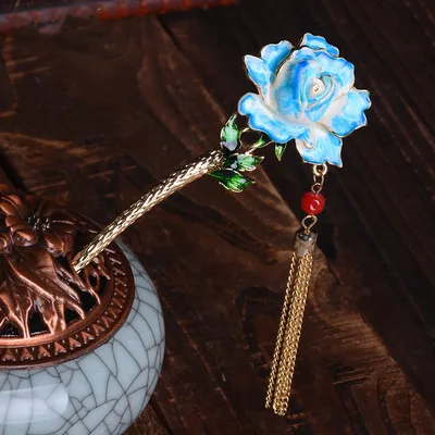 Vintage rose hairpin Blue - Shop at LoveMi