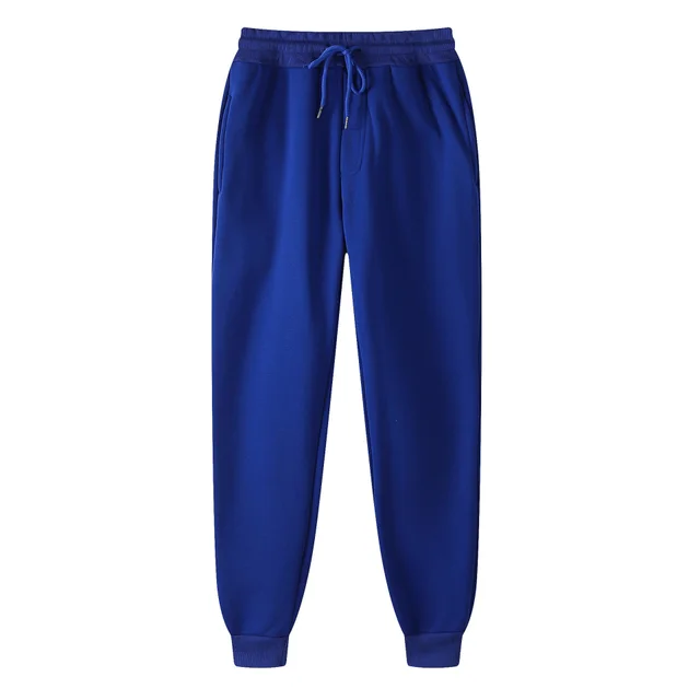 Casual Solid Color Bobbin Pants Middle Waist Sports Pants Blue - Shop at LoveMi