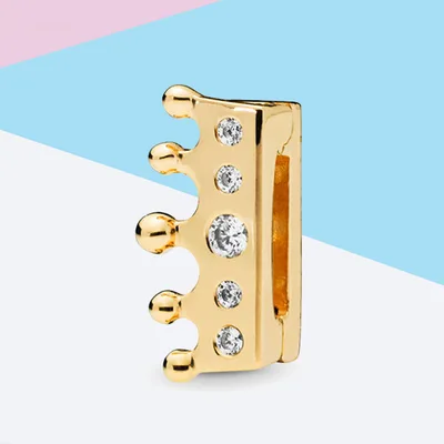 S925 sterling silver bracelet clip Gold Crown - Shop at LoveMi