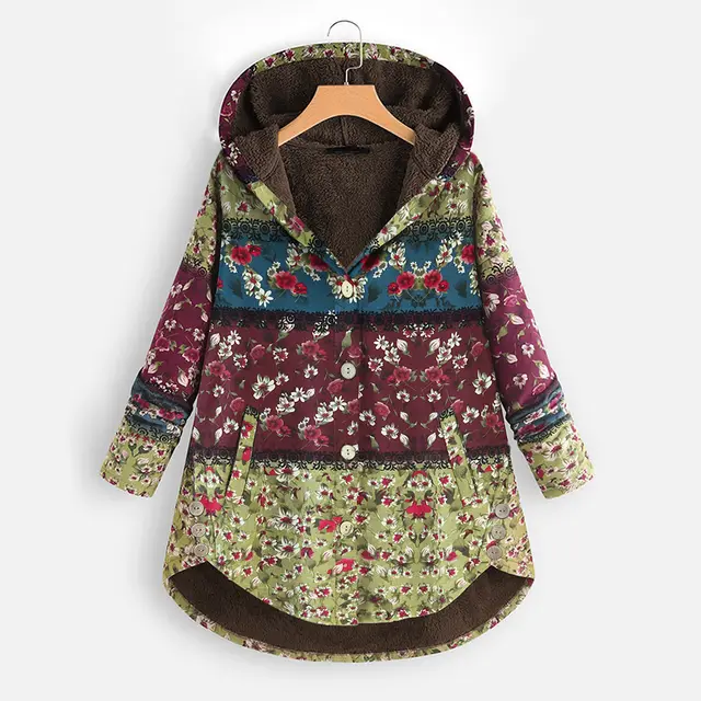 Warm linen cotton hooded Green - Shop at LoveMi