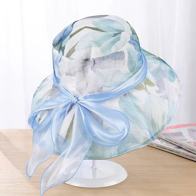 Women's cloth hat big brim sun hat Blue - Shop at LoveMi