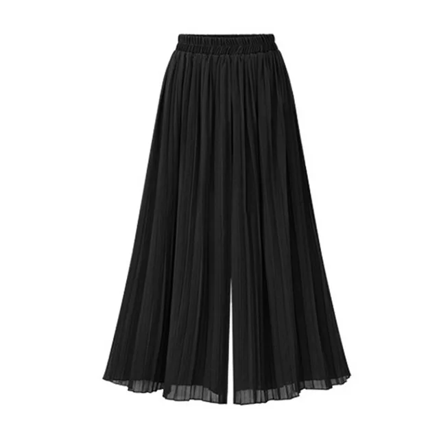 Loose pleated chiffon wide leg pants Black - Shop at LoveMi