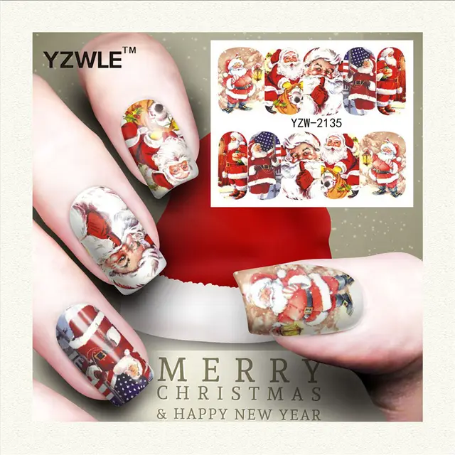 Red snowflake deer snowman nail sticker Yzw2135 - Shop at LoveMi