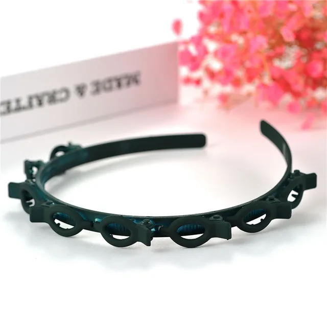 Hollow Solid Color Braided Hairpin Headband Dark Green - Shop at LoveMi
