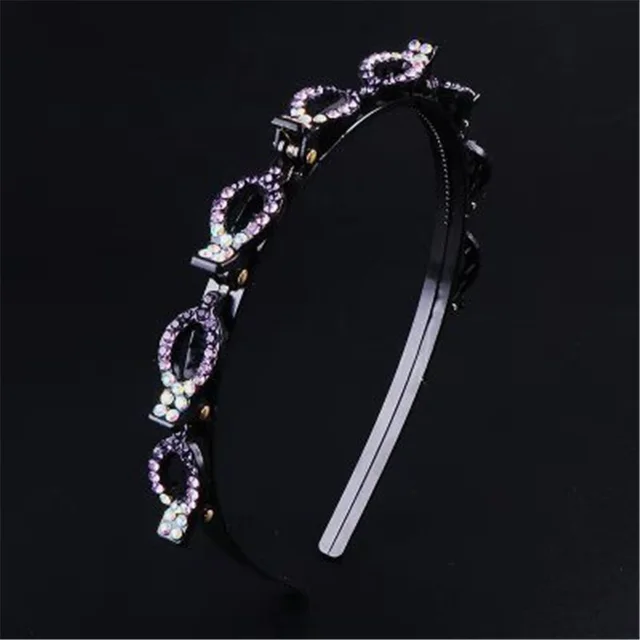 Hollow Solid Color Braided Hairpin Headband Gradient Purple - Shop at LoveMi