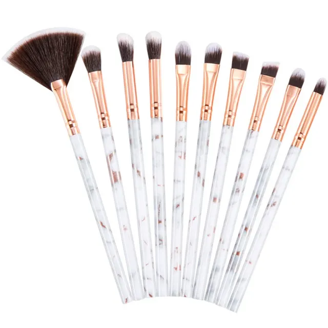 10 marble makeup brush sets, beauty tools, blush, eye shadow, face modification, 5 big 5 small explosions White11 - Shop at LoveMi