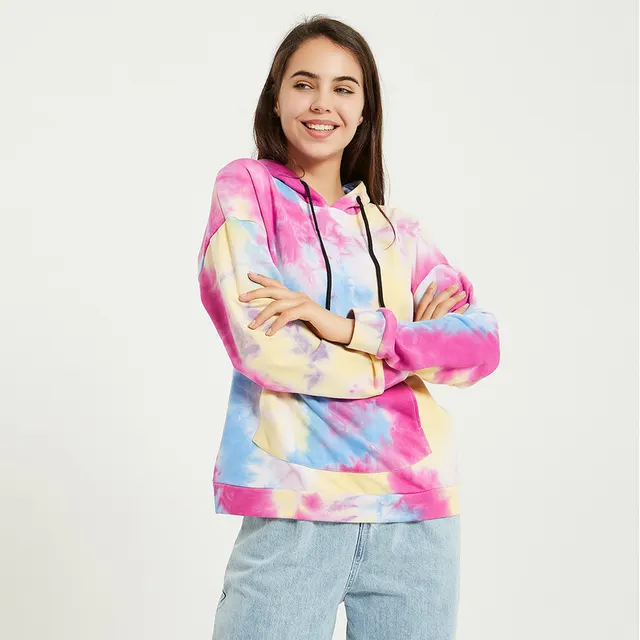 Ladies Tie Dye Hoodie Pink - Shop at LoveMi