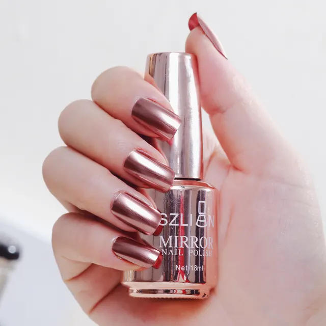 Mirror silver nail polish metal color stainless steel Champagne - Shop at LoveMi