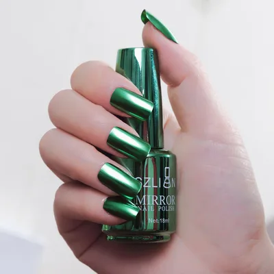 Mirror silver nail polish metal color stainless steel Fruit Green - Shop at LoveMi