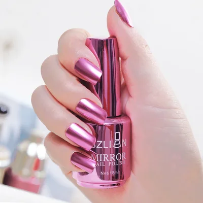 Mirror silver nail polish metal color stainless steel Lavender6 - Shop at LoveMi
