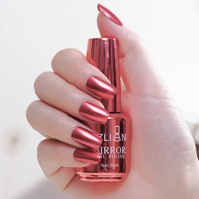 Mirror silver nail polish metal color stainless steel Rust Red - Shop at LoveMi