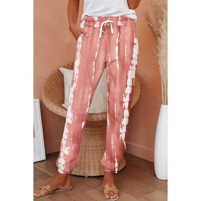 Printed Lace Casual All Match Trousers Pink - Shop at LoveMi