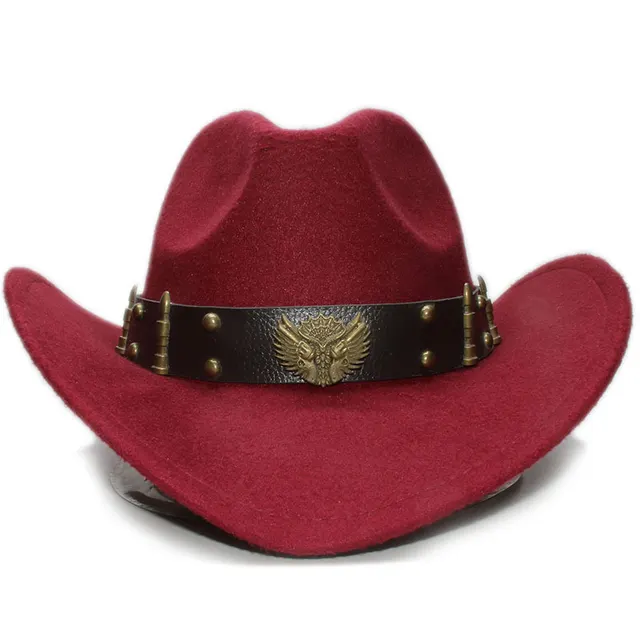Woollen Western Cowboy Hat Wine Red - Shop at LoveMi