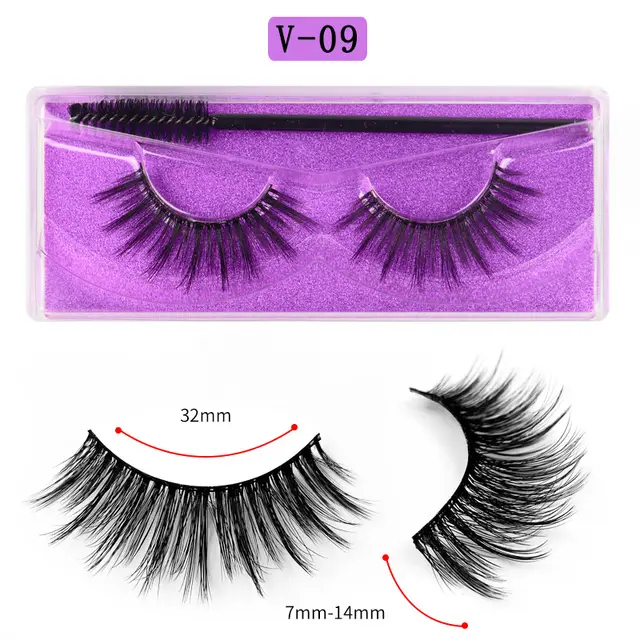 Long Natural Eyelashes With Plastic Cotton Thread V09 - Shop at LoveMi