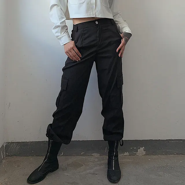 Lace up leg pocket overalls Black - Shop at LoveMi