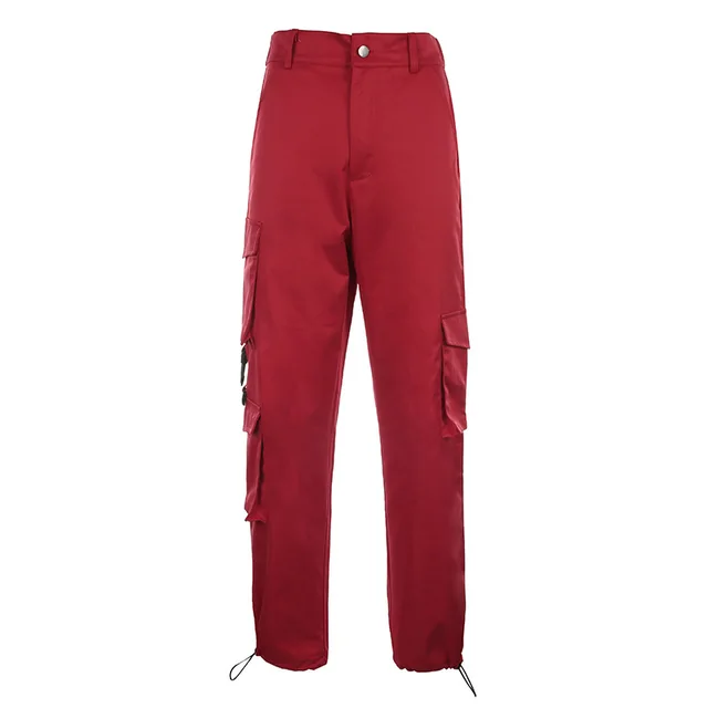 Lace up leg pocket overalls Red - Shop at LoveMi