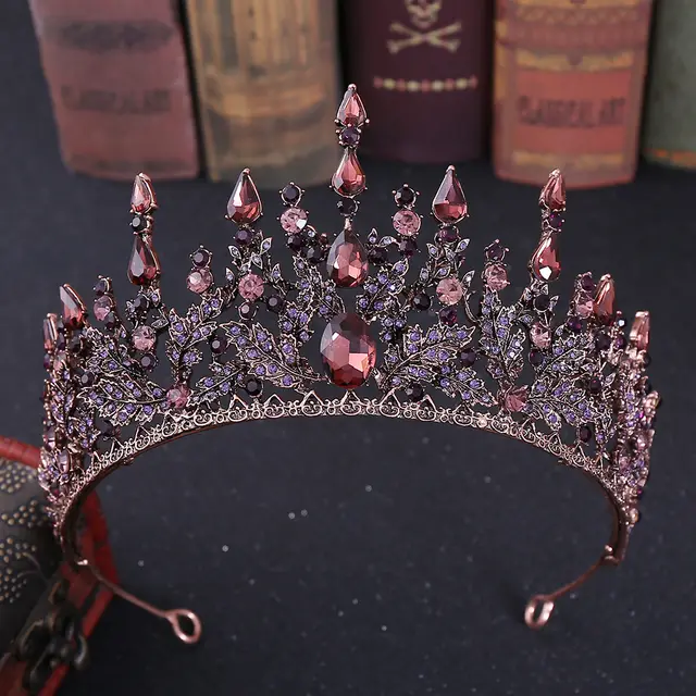 Crown headdress diamond wedding accessories Purple - Shop at LoveMi