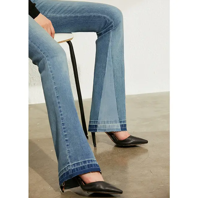 Trendy all match flared jeans Blue - Shop at LoveMi