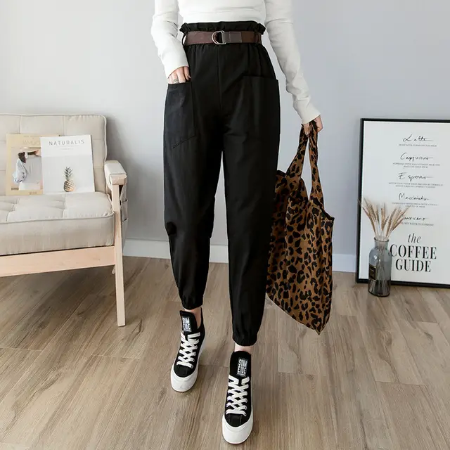 Women's loose feet overalls Black - Shop at LoveMi