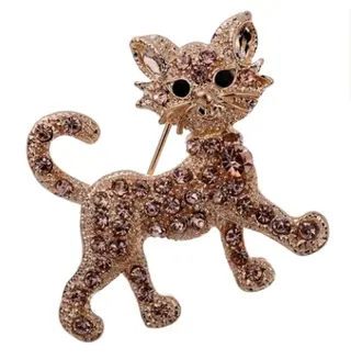 Luxury gold-plated crystal tiger full flashing brooch pin brooch gift - Pink