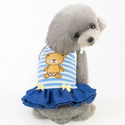 Small dog clothes spring thin pet summer princess dress Bear Blue - Shop at LoveMi