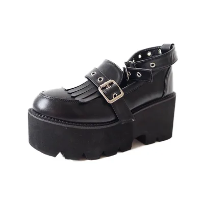 Fashion thick high heel women's shoes with platform Black - Shop at LoveMi