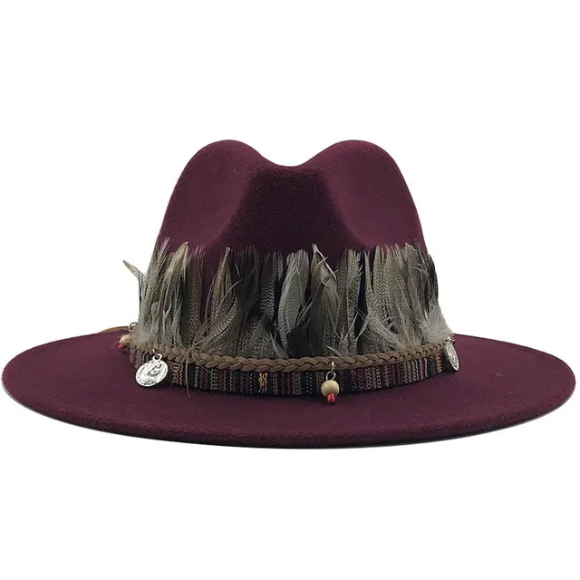 Ladies jazz woolen hat Top hat Wine Red - Shop at LoveMi