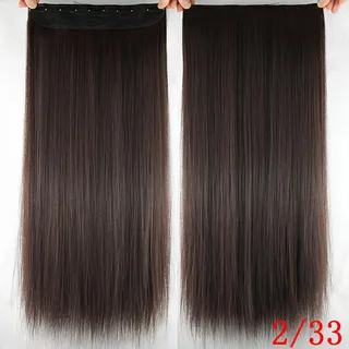 One-piece fake five-clip hair wig - Dark Brown