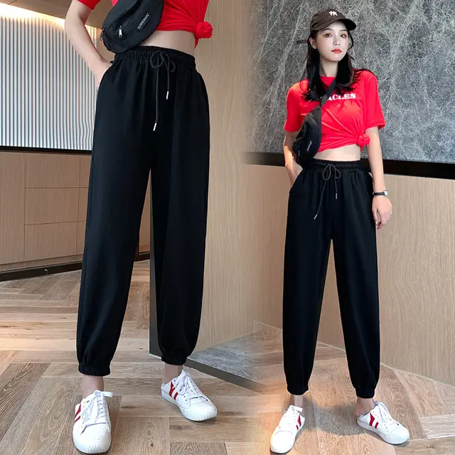 Candy colored waist thin women's pants Black - Shop at LoveMi