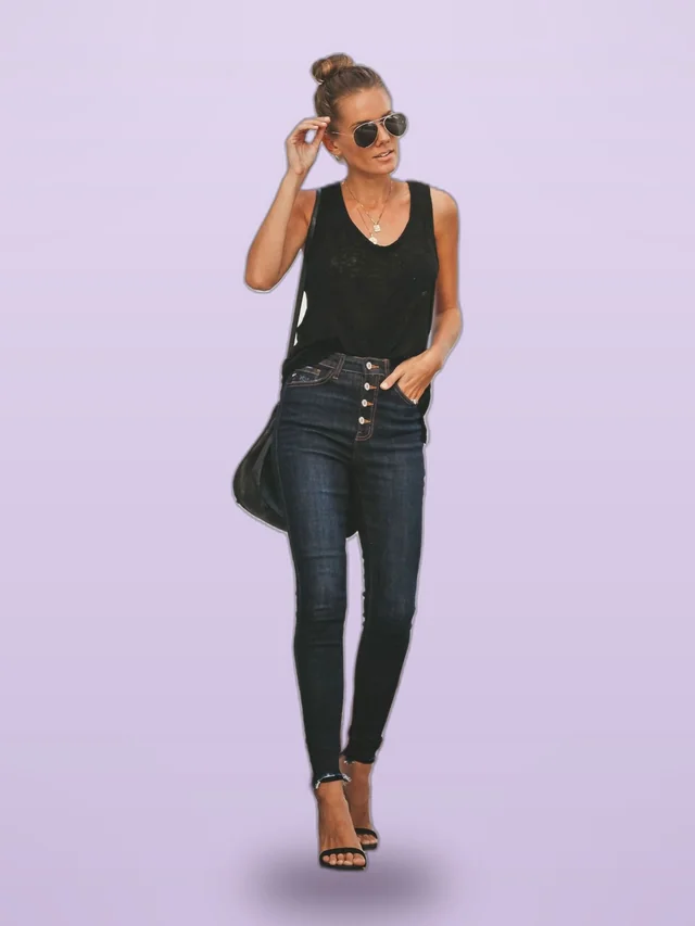 Ripped washed sexy denim pants Blue Black - Shop at LoveMi