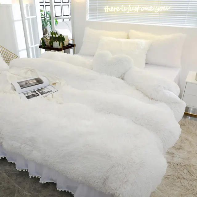 4 piece mink bed set White - Shop at LoveMi
