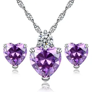 selling jewelry red peach Earring Necklace bride jewelry set supply - Purple