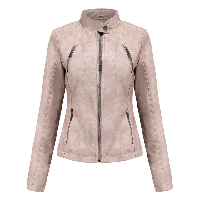 Short ladies leather jacket Pink - Shop at LoveMi