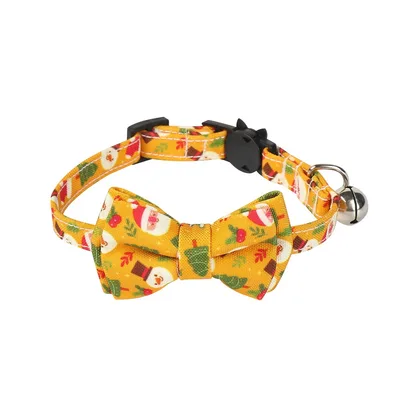 Christmas Bow Tie Dog Collar Pet Gift Yellow - Shop at LoveMi