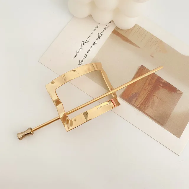 Metallic Cold Wind Simple Modern Hairpin Golden Rectangle - Shop at LoveMi