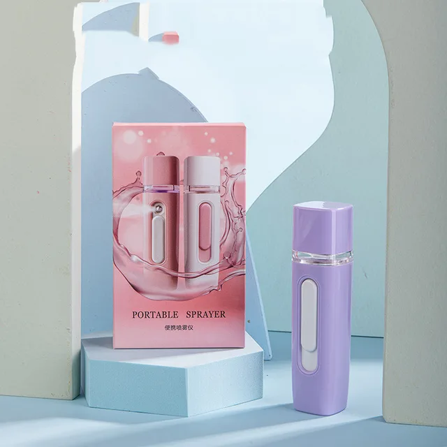 Home Rechargeable Water Replenishing Instrument Steamed Face Sprayer V27 Card Box Purple - Shop at LoveMi
