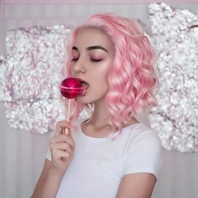 Pink curly hair Pink - Shop at LoveMi