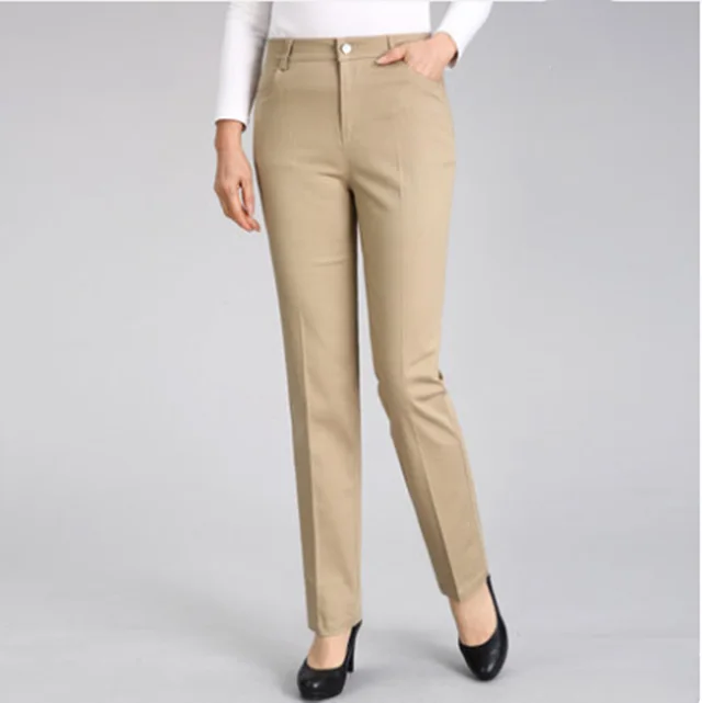 High Waist White Loose Straight Trousers Khaki - Shop at LoveMi