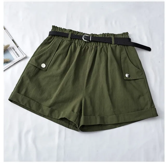 Temperament high waist curling hot pants Army Green - Shop at LoveMi